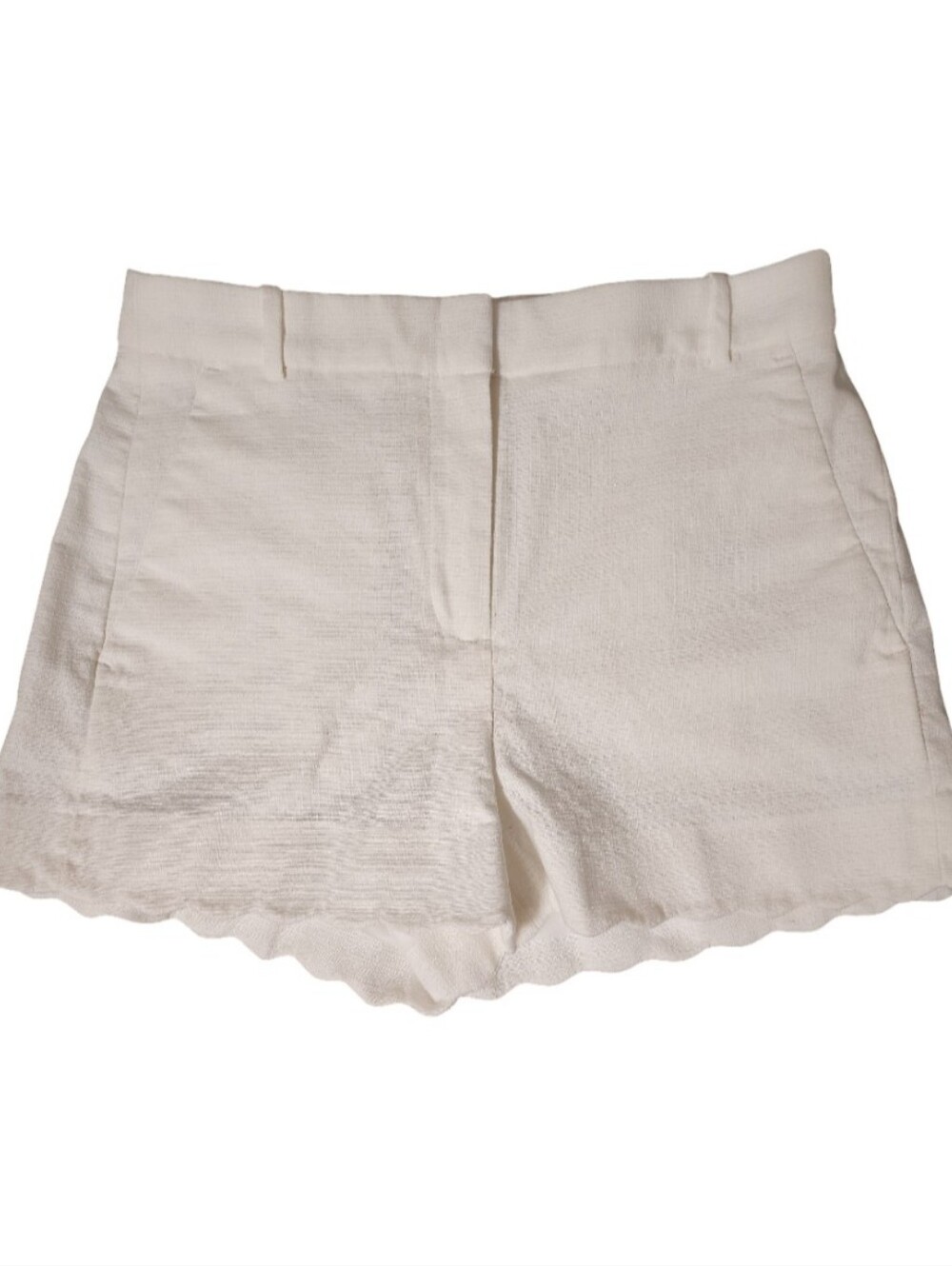 J. CREW NWT White Scalloped Hem Shorts Stretch Cotton Fully Lined Size 2